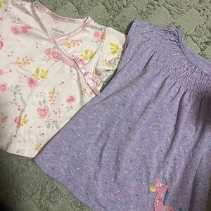 American Girl White Floral Wrap Top with Pink Trim